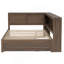 Lit de jour en bois pleine grandeur avec tablettes de rangement, USB, DEL et lit gigogne, couleur bois antique