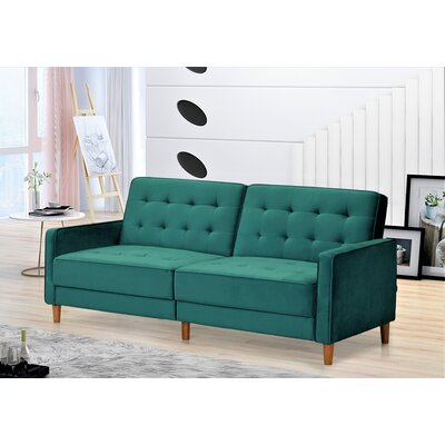 Chauntelle Twin 80'' Wide Velvet Tufted Back Convertible Sofa -  Everly Quinn, 2480AF4072AF4B5FBE50F11E291A7435