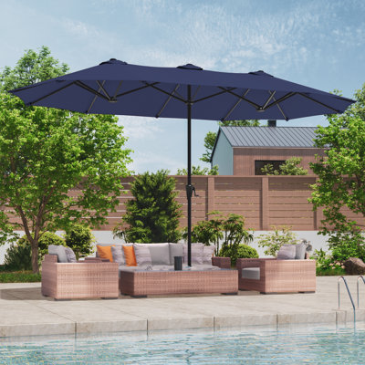 Large Double-Sided Rectangular Outdoor Patio Market Umbrella