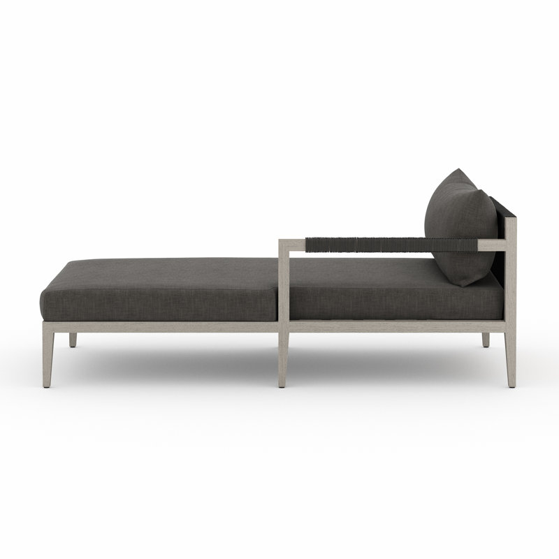 Sherwood Outdoor Chaise Lounge, Fiqa Cream Boucle, Weathered Gray/Dark Gray
