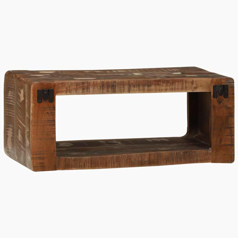 TV Cabinet With Shelf With Storage Solid Mango Wood, 25cm H x 60cm L x 30cm W, Multicolour