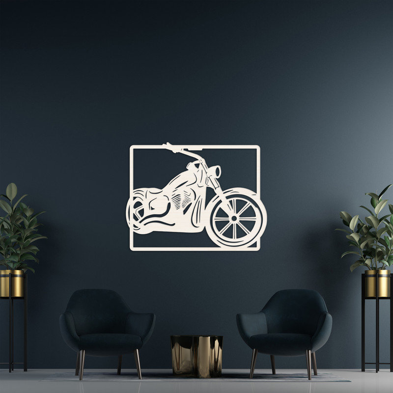 Décoration murale rectangulaire de moto - ACM, H 24,7 po x l 32 po x P 0,25 po, Blanc