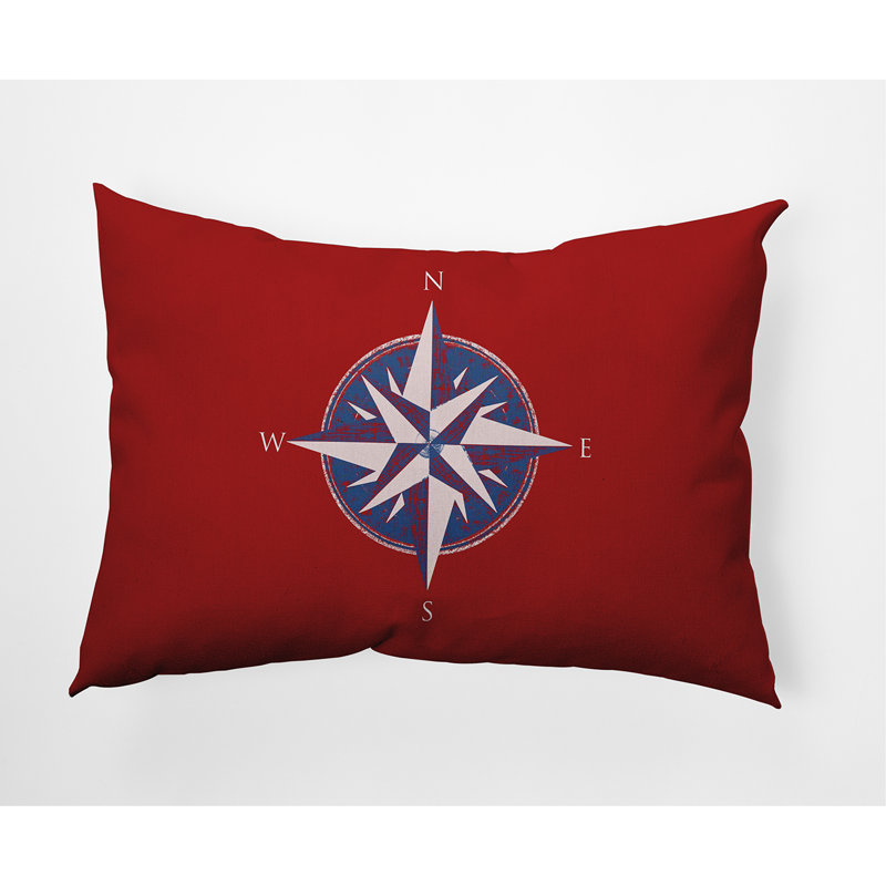 Compass Outdoor Reversible Throw Pillow, Red