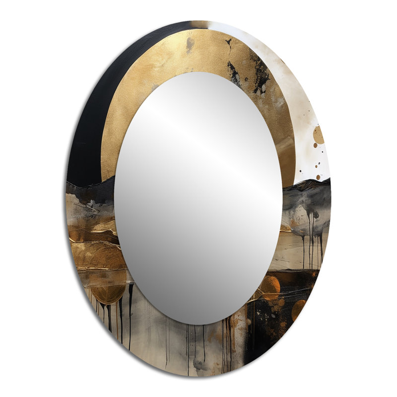 Miroir mural moderne Exploration de la lune dorée III, 40 po x 30 po