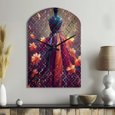 Hallums - Arch Shape Large Orange Wall Clock - Unique Shape