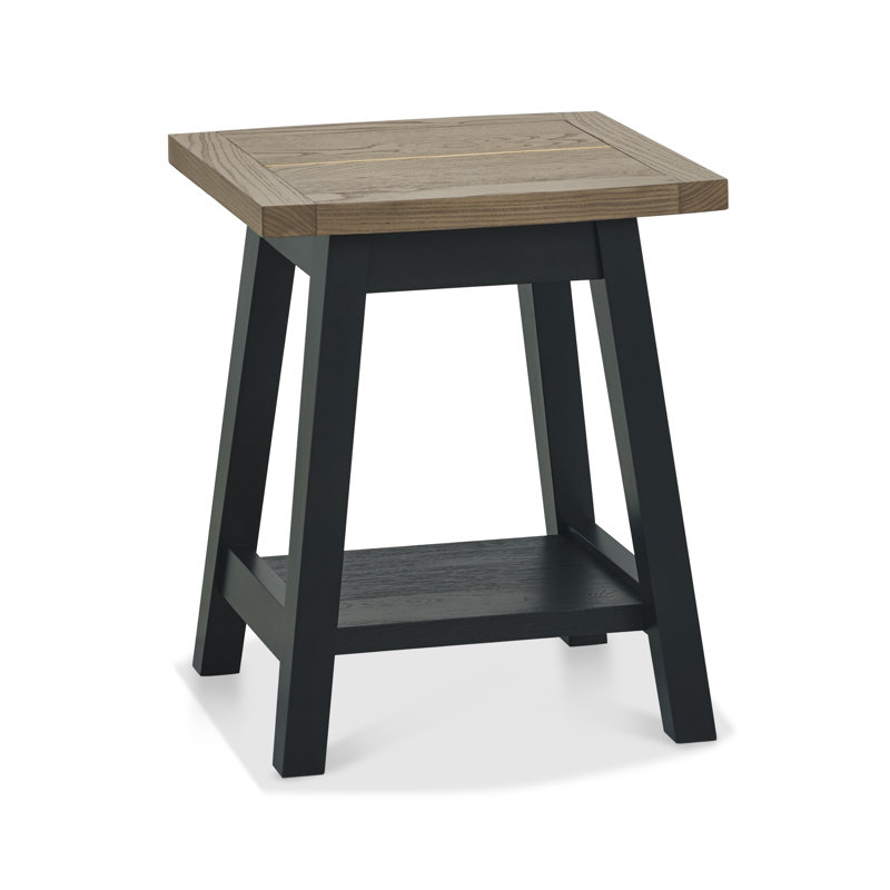 Roquefort Solid Wood End Table, Grey Wood, Black