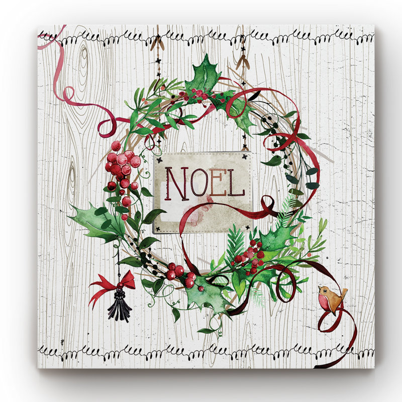 Couronne de Noël - reproduction sur toile tendue, H 32 po x l 32 po x P 1 po