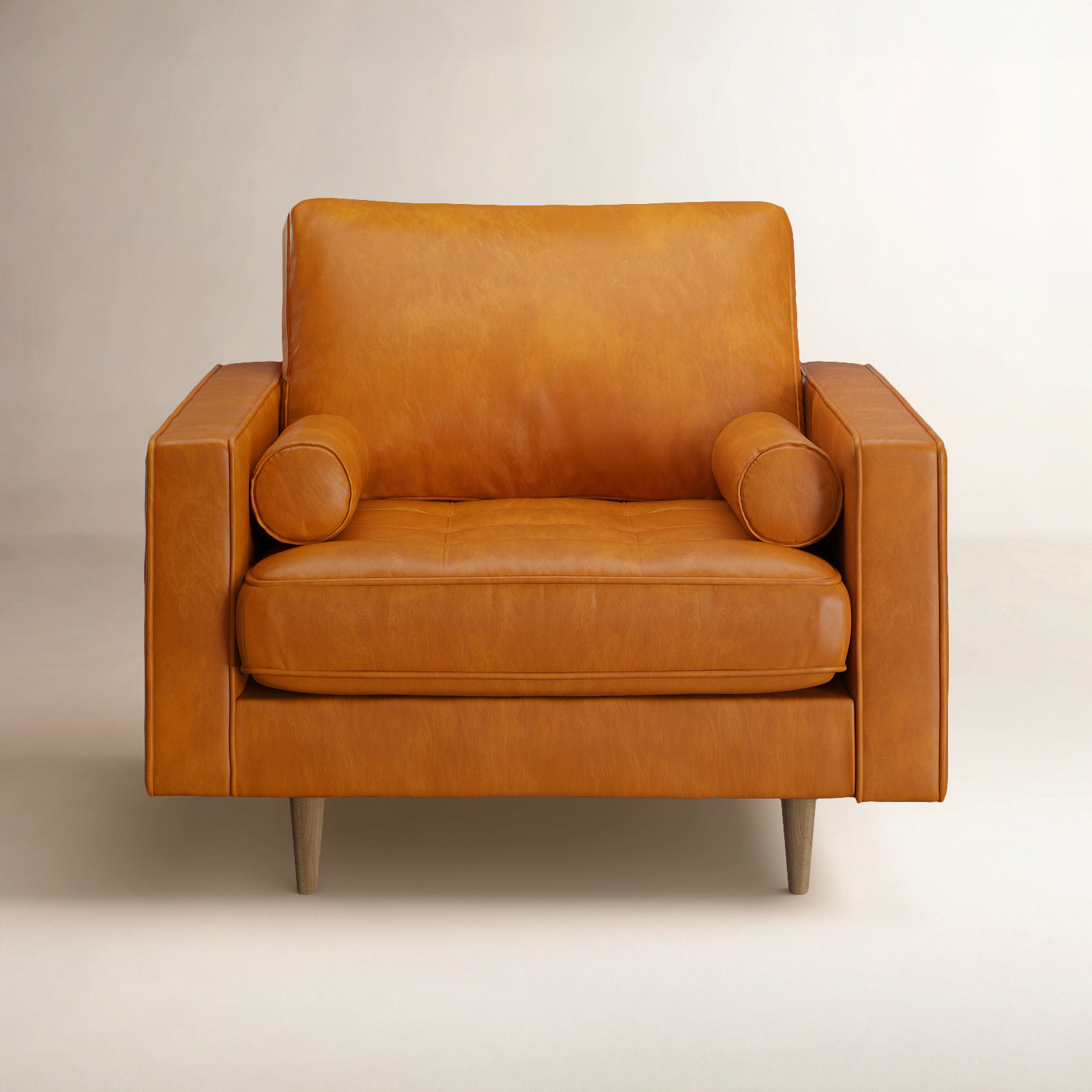 Geo Genuine Leather Armchair, Caramel / Honey Tan Genuine Leather