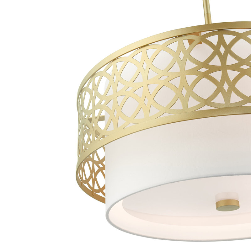 Eraman 4-Light Dimmable Drum Chandelier, Soft Gold, 48" H x 20.25" W x 20.25" D