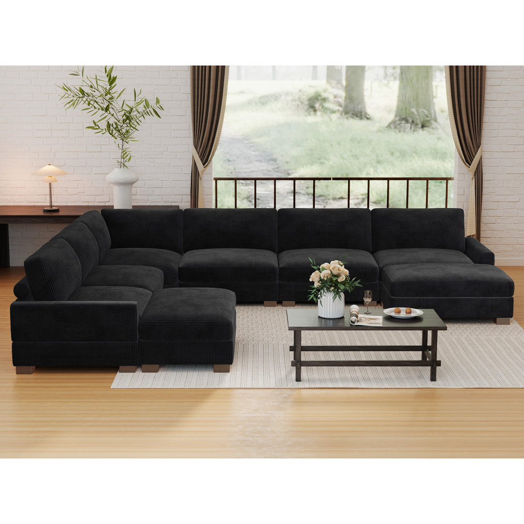 Ilsegard 118.1" Wide Chenille L-shaped Upholstered Sectional with Tufted Design Hokku Designs Body 