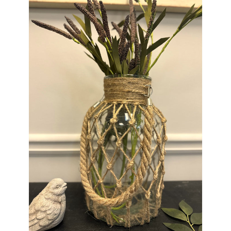 Lanterne en verre Coastal Knot, H 7,5 po x l 4 po x P 4 po
