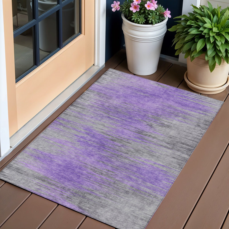 Tapis extérieur lavable abstrait gris et gris anthracite 3 pi x 5 pi