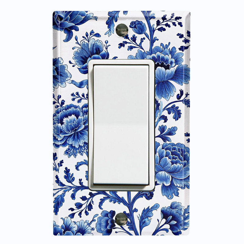 Couvercle de plaque d'interrupteur en métal; Fauteuil à bascule GFI 1 taille US - image imprimée d'un motif floral en porcelaine