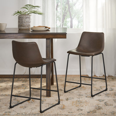 Vintage Style Brown 24-Inch Counter Stool (Set Of 2)