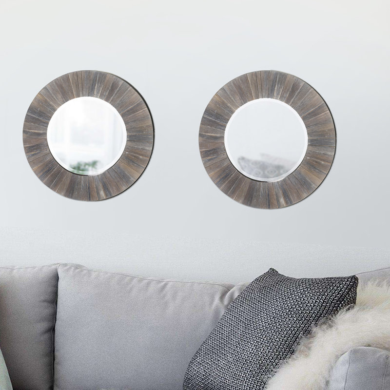 Mourya Solid Wood Round Mirror