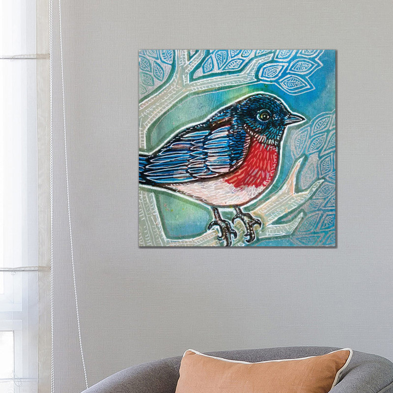 Bluebird Of Happiness by Lynnette Shelley - Painting on Canvas, Wrapped Canvas, 66.04 cm H x 66.04 cm W x 1.91 cm D
