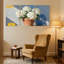 Fleurs d'hortensia en pot sur fond, ensemble de 3 impressions sur toile-1578715589