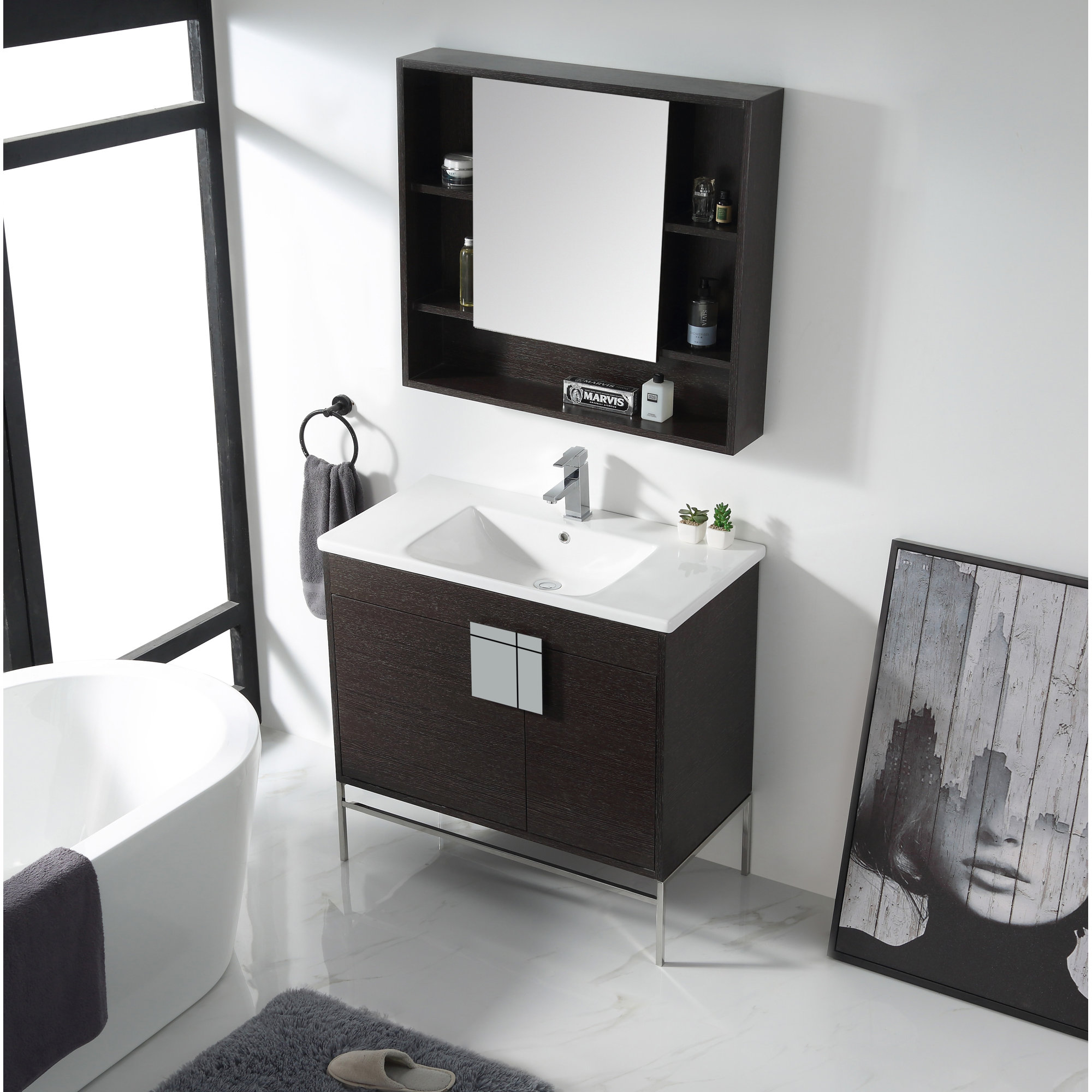 Maisie 36'' Single Bathroom Vanity, Black, Polished Chrome
