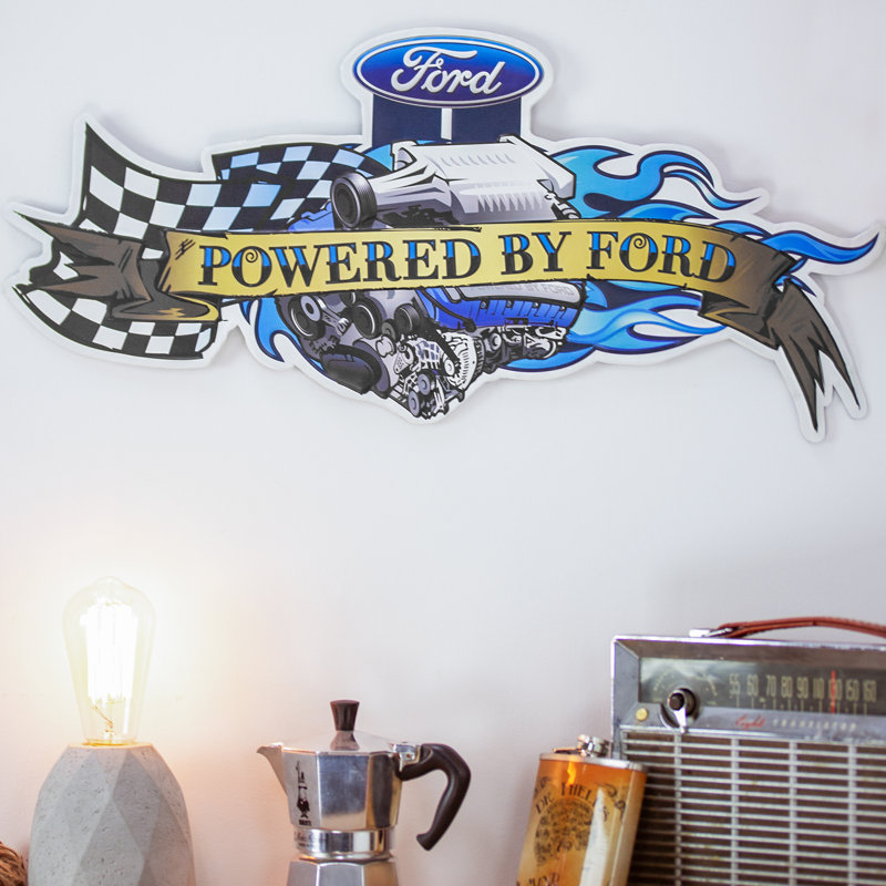 Powered by Ford Blue and Black Metal Wall Decor