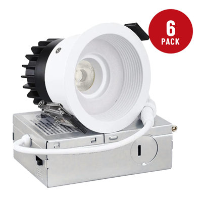 Softlux 2" LED Recessed Light with Night Light, Anti-Glare Baffle Canless Downlight with J-Box, White