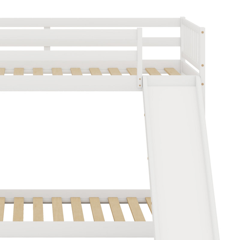 Bunk Bed With Slide And Stairway, White