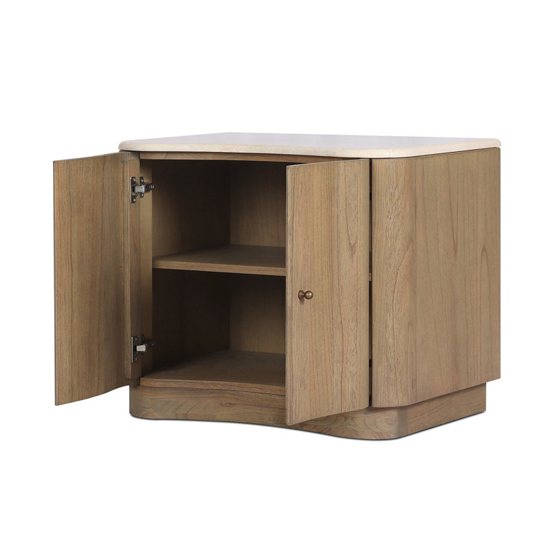 Boa Nightstand-Sandy Mindi Veneer, Sandy Mindi Veneer