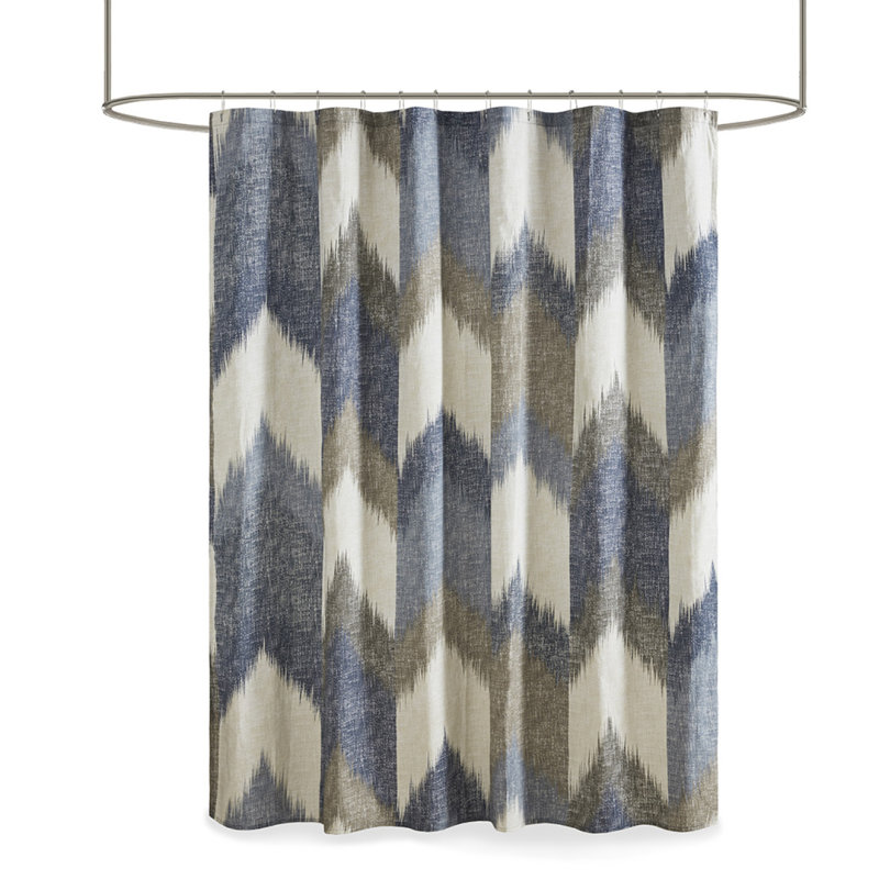 Cotton Printed Shower Curtain, Navy
