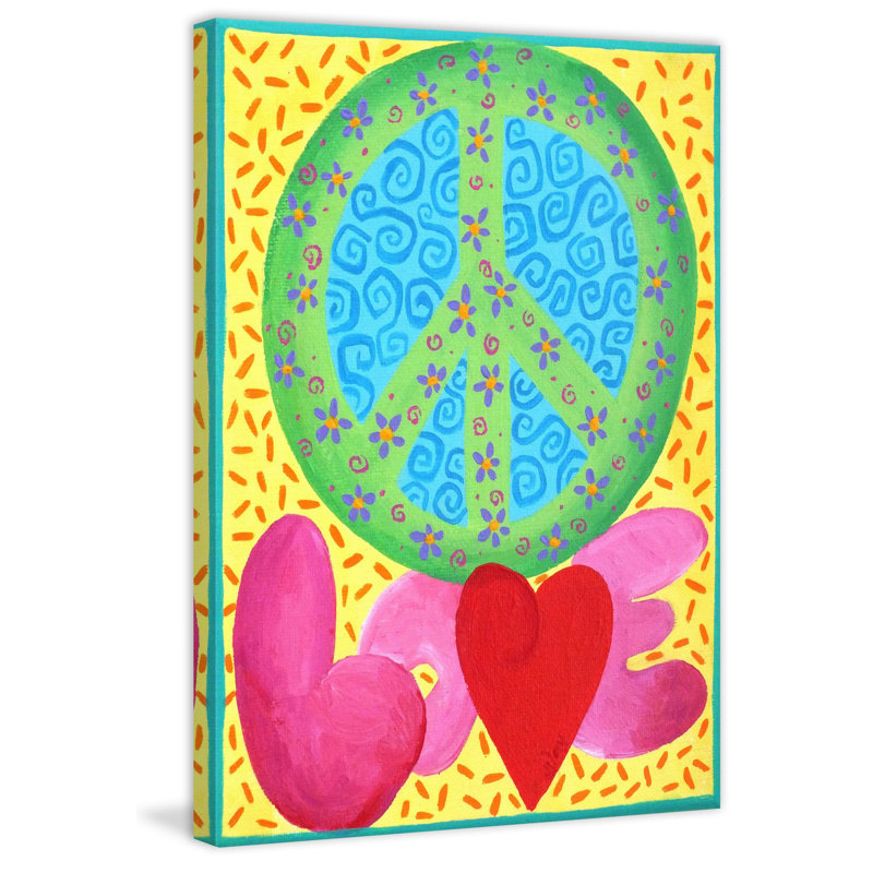 «Peace Love», reproduction sur toile tendue, H 30 po x l 20 po