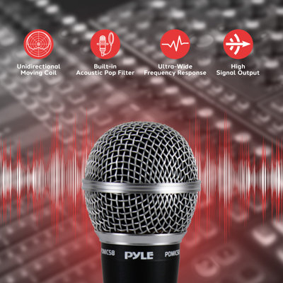 Pyle Professional Dynamic Microphone - 2-Pack Unidirectional Handheld Mic With Built-In Pop Filter, High Signal Output, 15 Ft. XLR Audio Cable, Ideal For Stage, Karaoke & Studio Performances