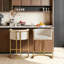 Tabouret de bar 26 po à hauteur de comptoir avec dossier, tissu blanc cassé et métal doré-109318048-112666110