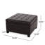 Rangement rembourré en cuir de polyuréthane brun foncé avec surpiqûres gaufrées et allure contemporaine, charnières à fermeture en douceur, idéales pour le rangement à la maison, profondeur de 29,63 po, brun de 17,61 po, bouton à lignes épurées