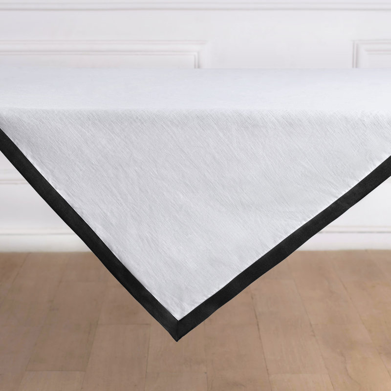 Classic - 100% Pure Linen Table Throw, Black/White