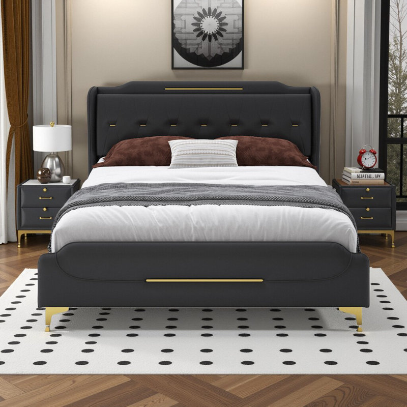 Lit pour chambre à coucher, Très grand lit, Noir, noir, noir, noir