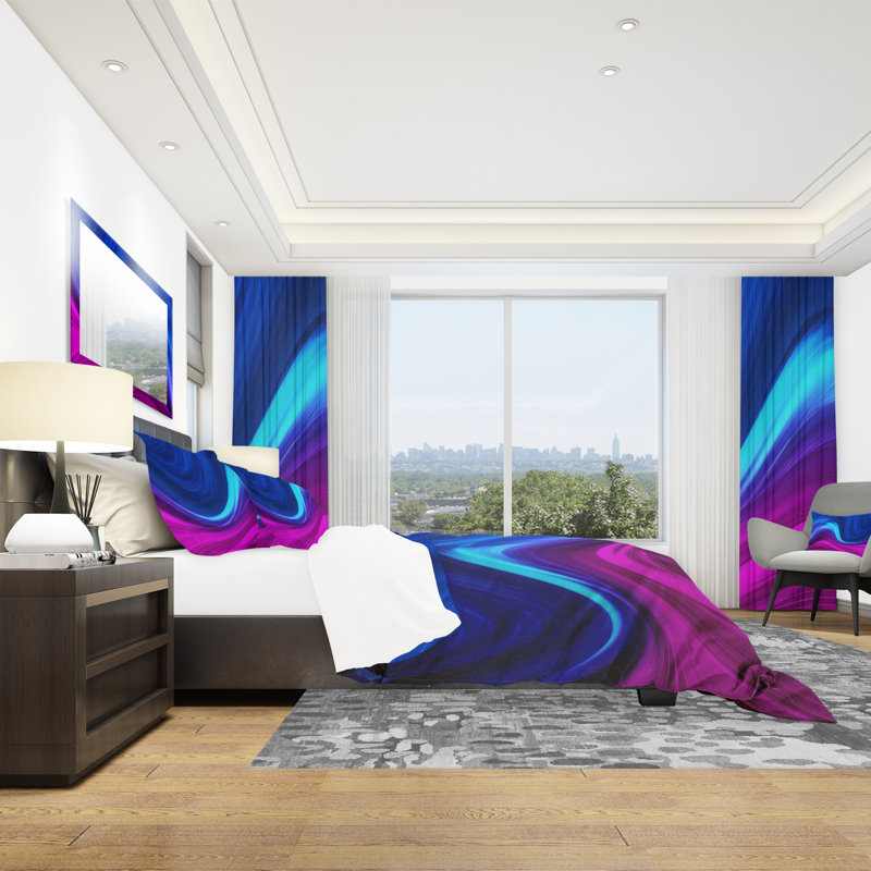 Synchronicity - Ensemble de housse de couette abstrait - Microfibre de polyester, Housse de couette double / grand + 2 taies