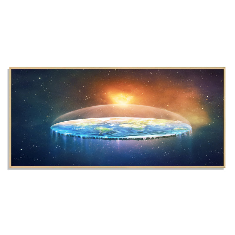 «Over Earth Flat Space», impression sur toile, H 8 po x l 12 po x P 1 po, Cadre brun