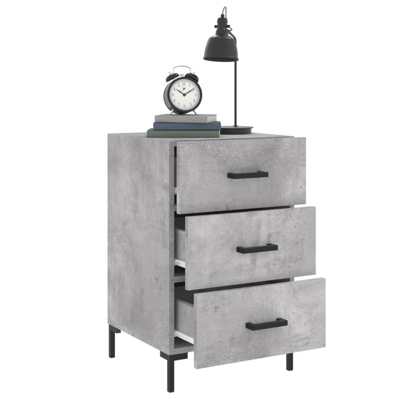 Majida 40 cm W Bedside Table, Concrete Grey