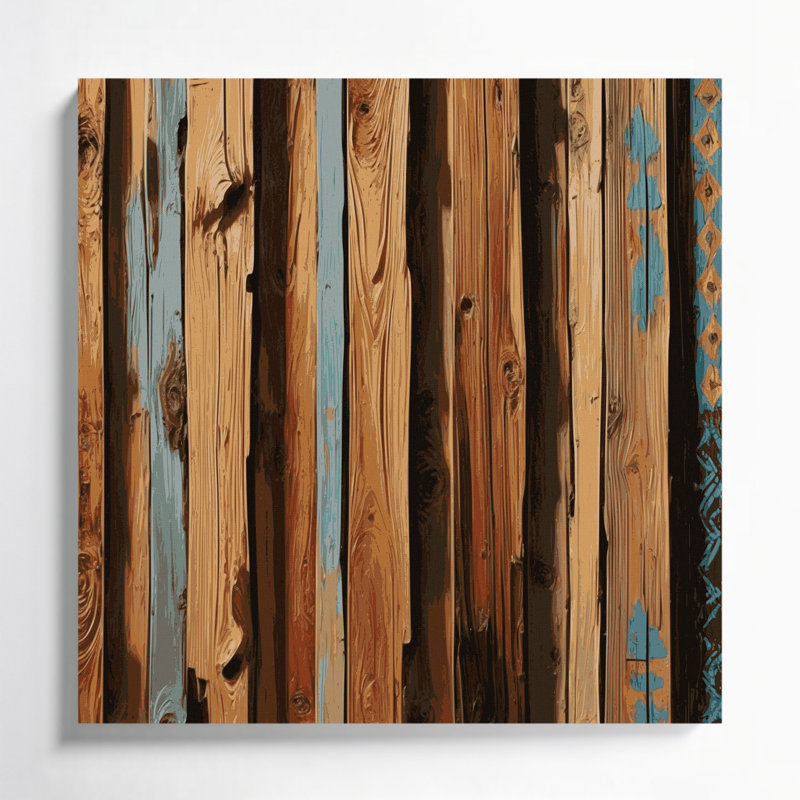 «Southwestern Cowboy Barnwood Plank 58», art mural sur toile beige, H 16 po x l 16 po