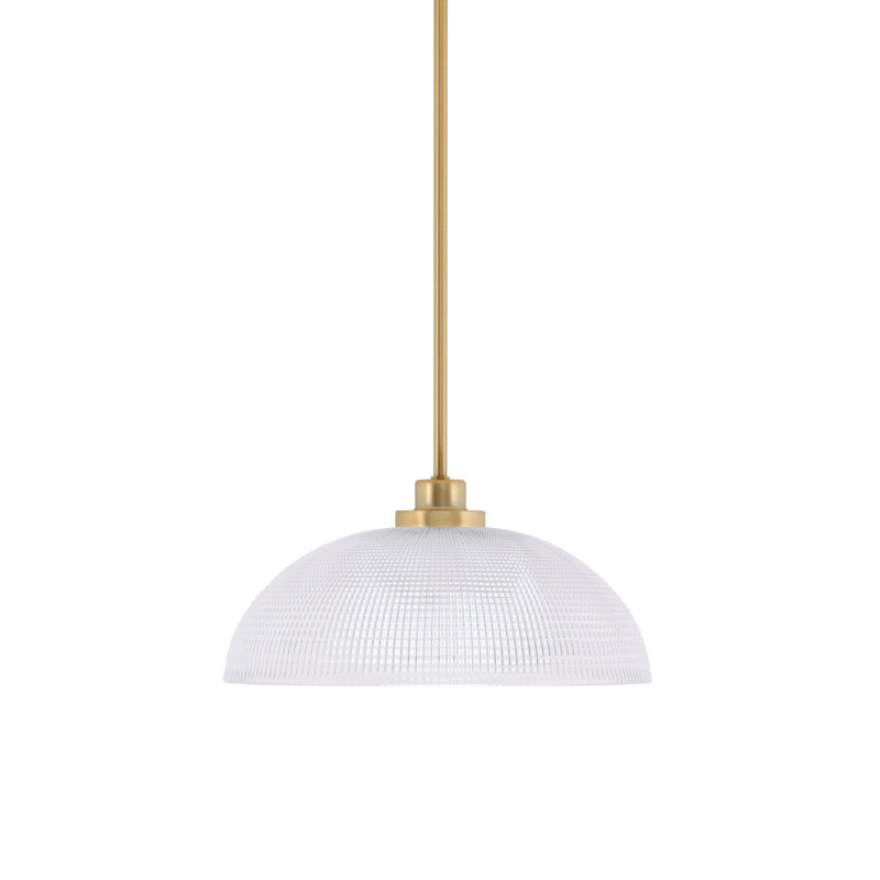 Mini-luminaire suspendu suspendu Odyssey, fini laiton nouvel âge avec verre côtelé transparent de 13 po