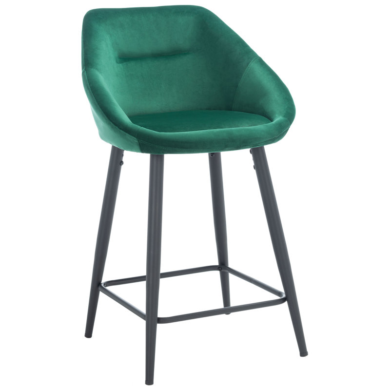 Hallatrow Upholstered Counter Stool with Metal Frame, Emerald