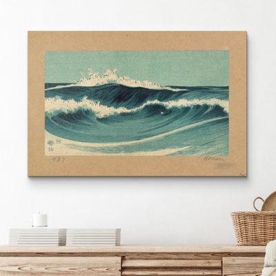 Abstract Ocean Wave, Japanese Asian Style Vintage Living Room Pictures, Giclee Canvas Digital Print Framed Wall Art