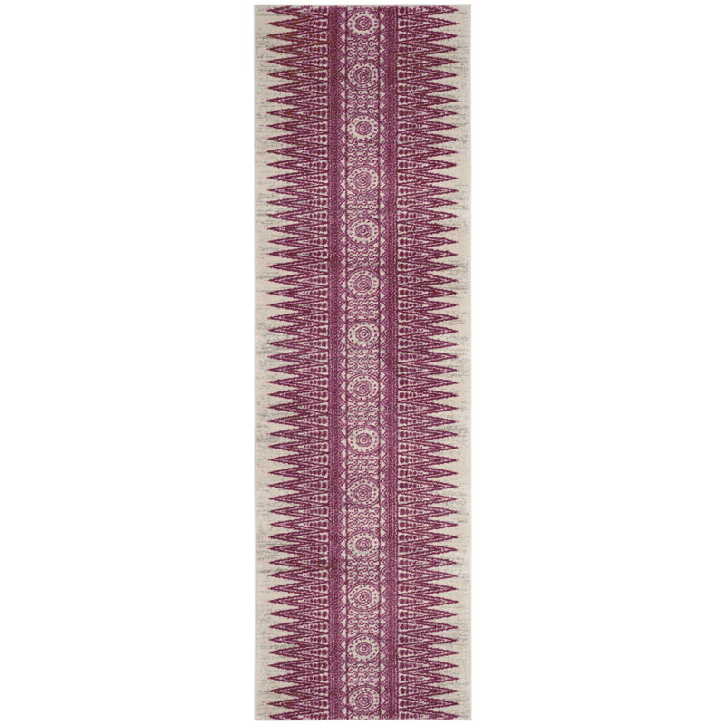 Abbingt Southwestern Ivory/ Fuchsia Area Rug, Runner 2'2" x 7'