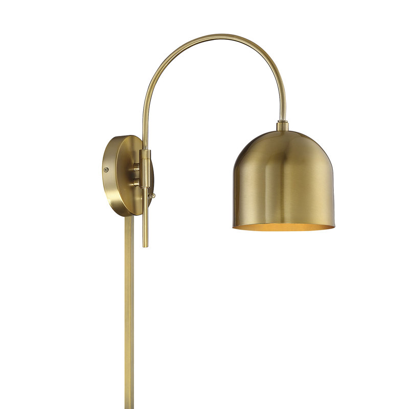 Rawlins Plug-in Armed Sconce, Natural Brass