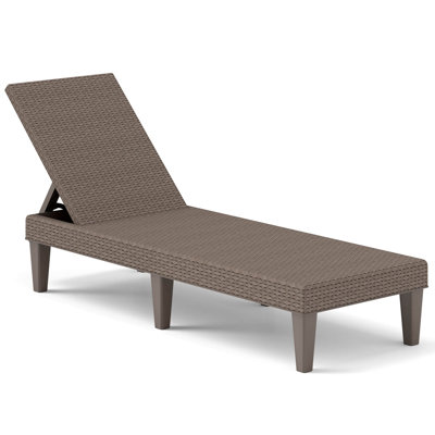 Outdoor Chaise Lounger Chair 3-Position Reclining Chair with Waterproof Rattan