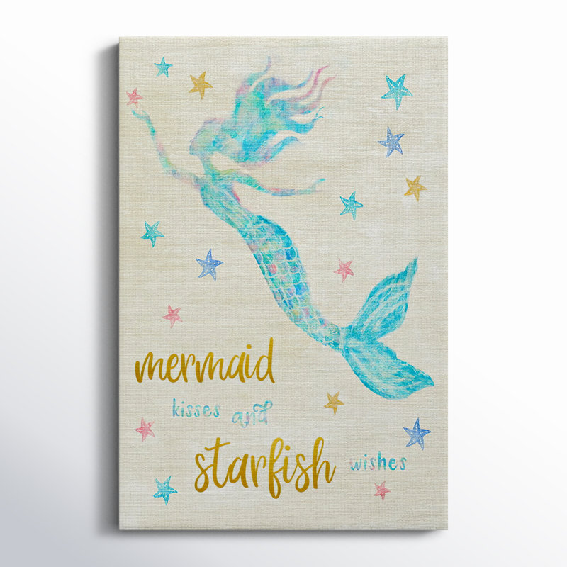 Mermaid Kisses - peinture sur toile tendue, H 27 po x l 18 po x P 1,5 po
