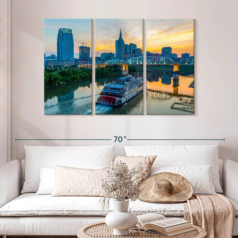 Sebbie Nashville Skyline au coucher du soleil, H 32 po x l 50 po