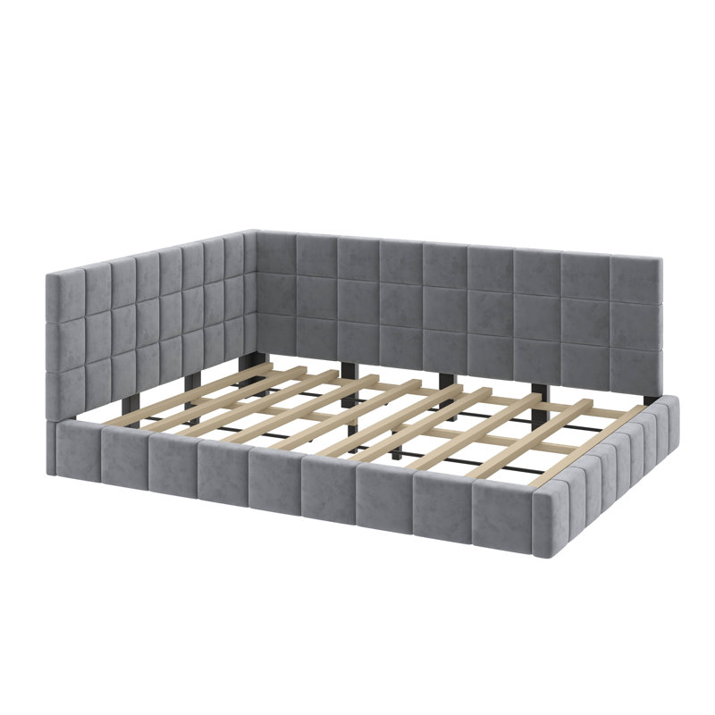 Full Size Upholstered Daybed Bed, Gray