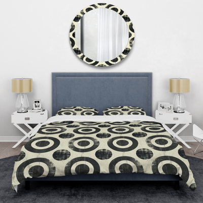 Ensemble de housse de couette moderne gris et noir Modern Circles III