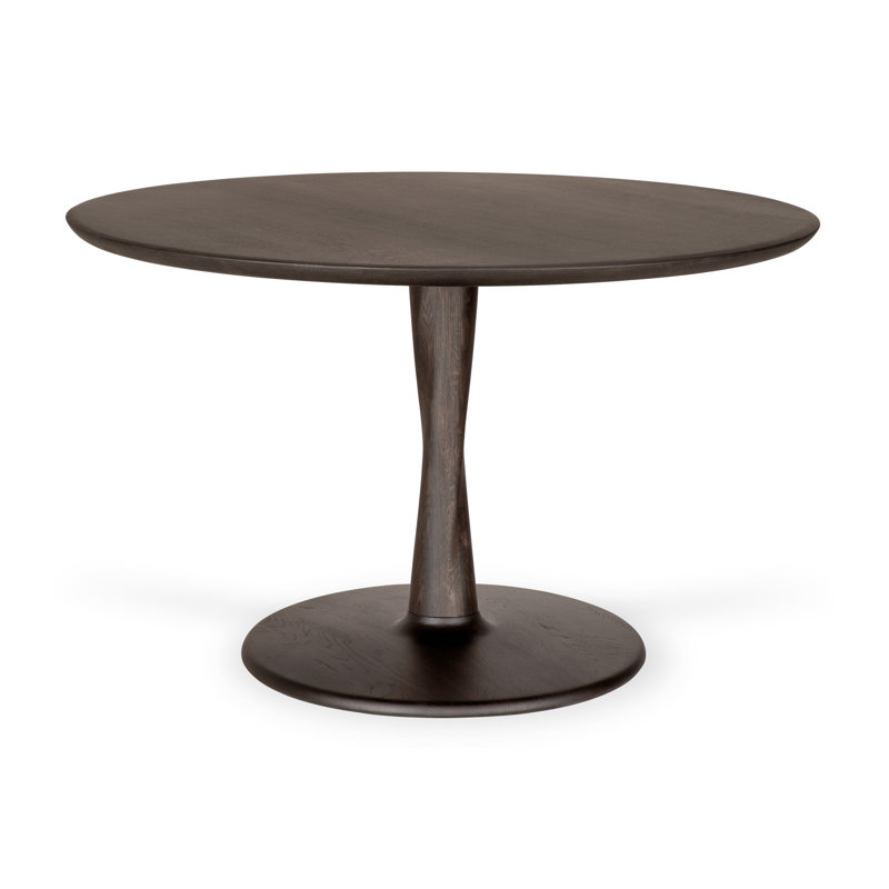 Torsion Round Solid Oak Dining Table, 30" H x 50" L x 50" W, Brown