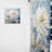 Gizeh White And Blue Dahlia Flower Minimalism II - Dahlia Curtain - Velvet Room Darkening - 1 panel-2008349935