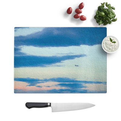 Tempered Glass Airplane Through the Clouds Chopping Board